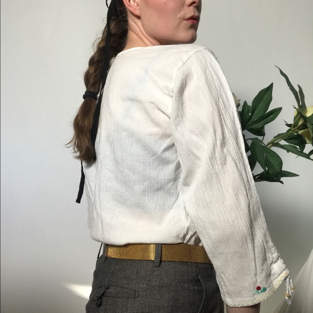 🎉HP🎉Vtg 90s does 70s tie front cotton boho shirt - Picture 7 of 11